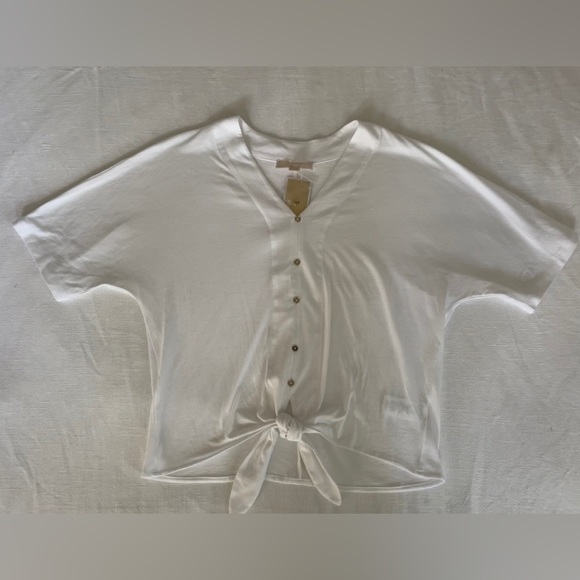 Michael Kors Women's Button Front Tie Shirt - Picture 5 of 12